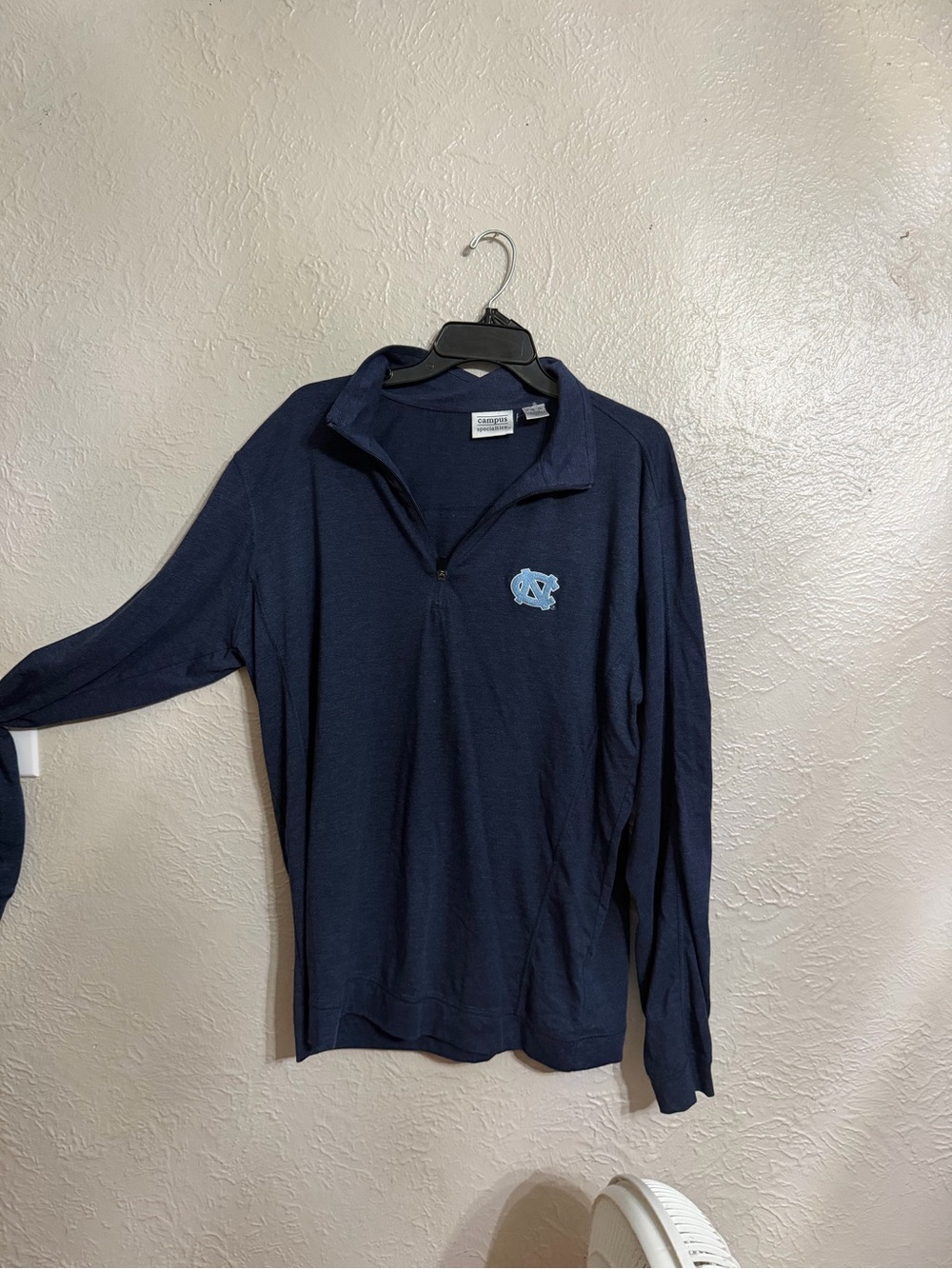 Navy Men’s 1/4 Zip Pullover with Light Blue UNC Logo